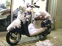 オートバイに雪